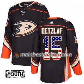 Anaheim Ducks Ryan Getzlaf 15 Adidas 2017-2018 Schwarz USA Flag Fashion Trikot Authentic - Kinder